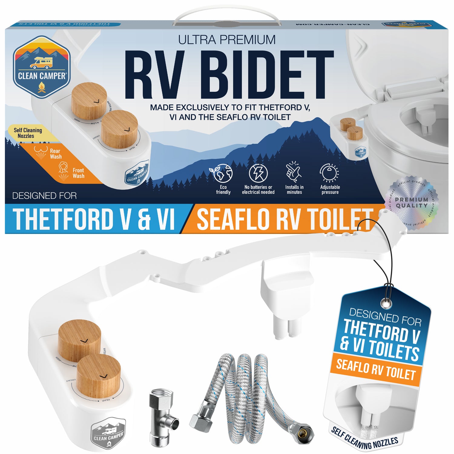 Custom RV Bidet for Thetford V, VI & SeaFlo RV Toilets